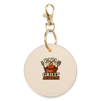 Dad grills best - grill master Held at the grill - Round Keyring - oyster - Front