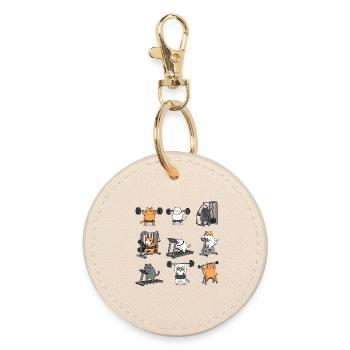 Leg Day with Cat Cat - Round Keyring - oyster - Front