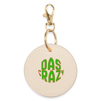 The Crazy Green Comic Font Design - Round Keyring - oyster - Front