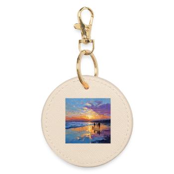Sunset over the sea - Round Keyring - oyster - Front