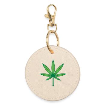 Cannabis / Marijuana / Hemp (Outline / 2C Green) - Round Keyring - oyster - Front