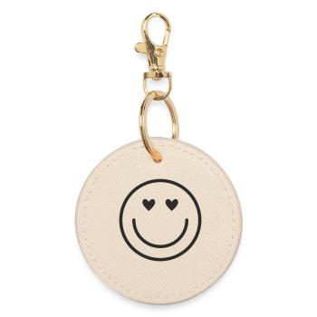 Smiley lachen lächle smile - Runder Schlüsselanhänger - Auster - Vorne