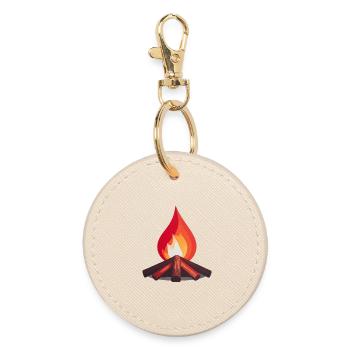 Campfire Flames Illustration - Round Keyring - oyster - Front