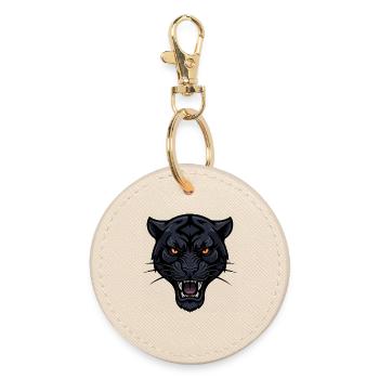 Nachtleopardenkopf mit feurigen Augen - Runder Schlüsselanhänger - Auster - Vorne