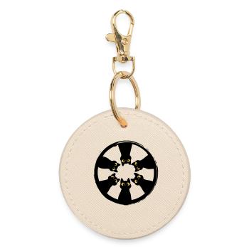 Cat Gaze Circle: Eyes from the Darkness - Round Keyring - oyster - Front
