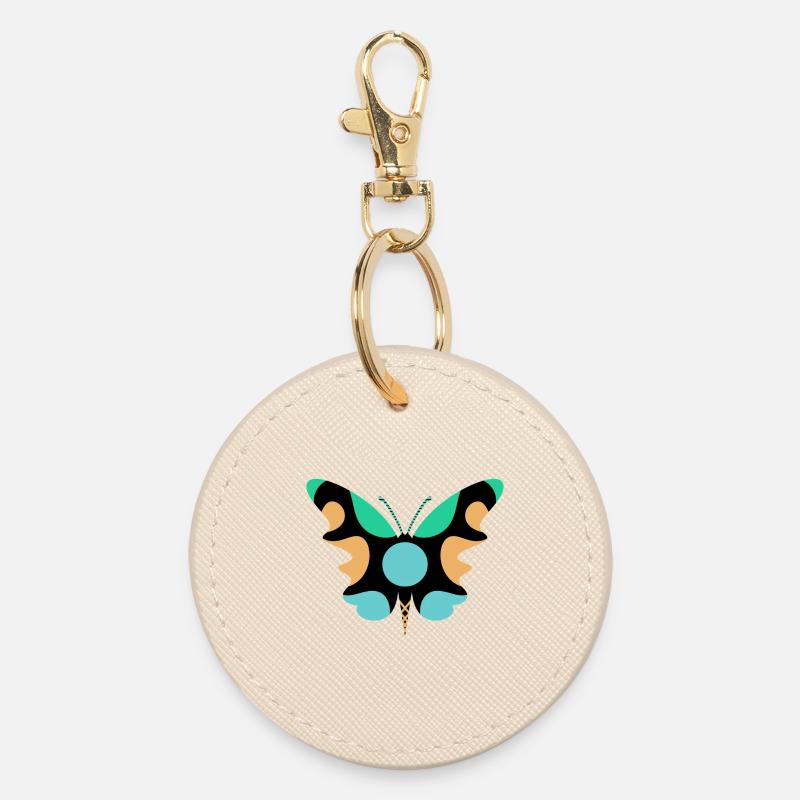 Butterfly Art - Round Keyring - oyster