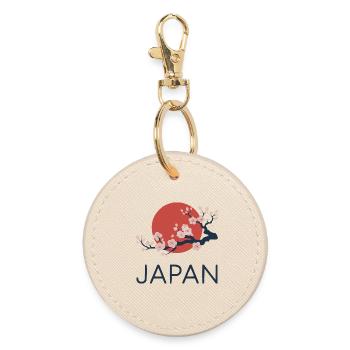 Japan Kirschblüte Minimal - Runder Schlüsselanhänger - Auster - Vorne