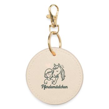 Fille cheval et Horse Friend Art - Porte-clés rond - huître - Devant