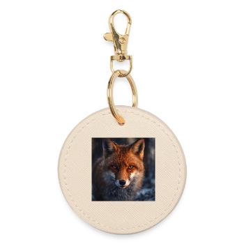 Fox scouting at dusk - Round Keyring - oyster - Front