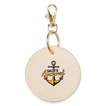 Salty & Anchored Maritime Anchor Sea Sailing - Round Keyring - oyster - Front