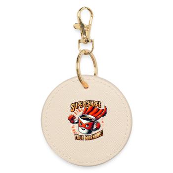 Supercharge Your Morning Coffee Hero - Round Keyring - oyster - Front