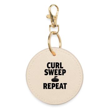 Curl Sweep Repeat Curling Sport Eissport - Runder Schlüsselanhänger - Auster - Vorne