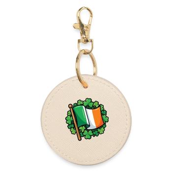 Irish Flag Clover Pride - Round Keyring - oyster - Front