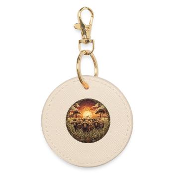 Art circulaire du coucher de soleil du gnou - Porte-clés rond - huître - Devant