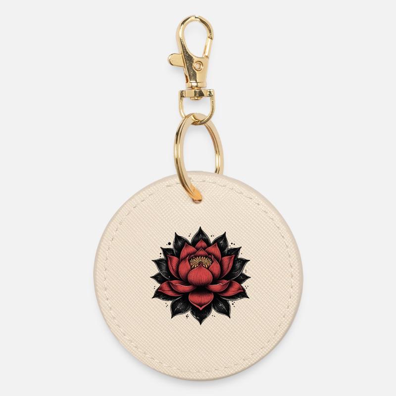 Feuilles de fleurs de lotus - Porte-clés rond - huître
