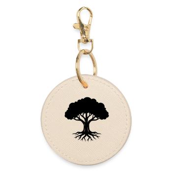 Tree Roots Silhouette Nature - Round Keyring - oyster - Front