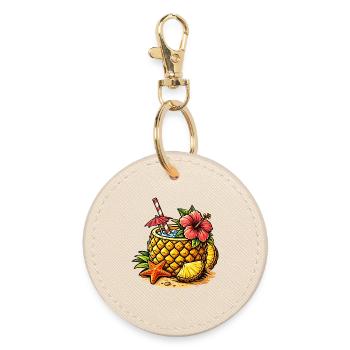 Ananas Cocktail Illustration Tropischer Drink   - Runder Schlüsselanhänger - Auster - Vorne