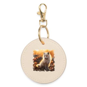 Arctic fox in the Sobbeb sinking - Round Keyring - oyster - Front