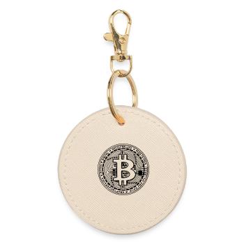 Bitcoin Coin – Crypto Symbol - Illustration - Round Keyring - oyster - Front