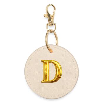 Goldenes D Monogramm - Runder Schlüsselanhänger - Auster - Vorne