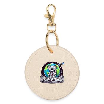 Astronaute koala sur le sol lunaire - Porte-clés rond - huître - Devant