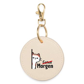 NO GOOD MORNING, MORNING GROUCH! FUNNY SAYING - Round Keyring - oyster - Front