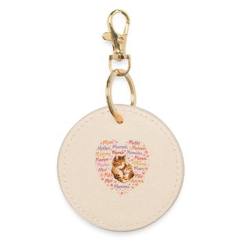 Cats Mom Heart – Mother's Day Gift Cat - Round Keyring - oyster - Front