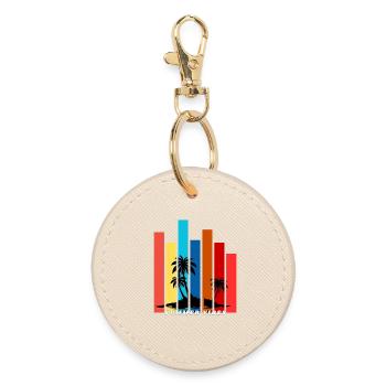 Tropical Summer Sunset Palm Trees Design - Round Keyring - oyster - Front