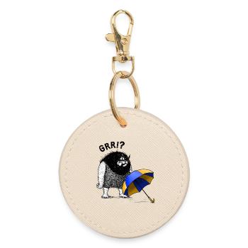 Caveman with Umbrella - Round Keyring - oyster - Front