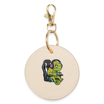 Caméléon Gamer Gaming Chair E-sport Mascotte - Round Keyring - oyster - Front