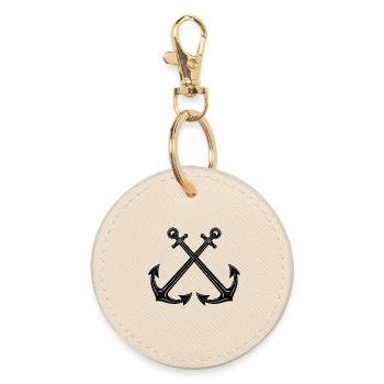 Crossed anchors - Round Keyring - oyster - Front