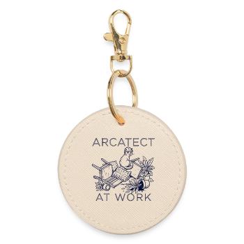 Worker's cat at work - Round Keyring - oyster - Front