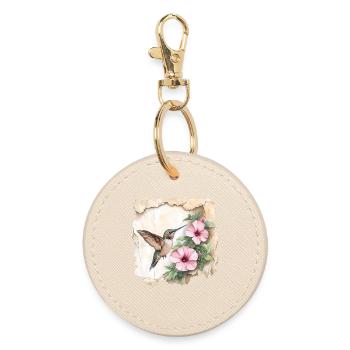 Colibri avec des fleurs - Porte-clés rond - huître - Devant