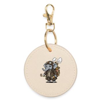 Elephant Explorer Steampunk Steampunk Retro - Runder Schlüsselanhänger - Auster - Vorne