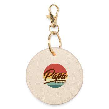 Papa depuis 1993 Typographie rétro du coucher du soleil Art - Porte-clés rond - huître - Devant