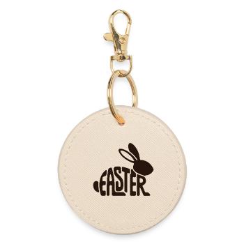 Osterhase Typo-Form - Runder Schlüsselanhänger - Auster - Vorne