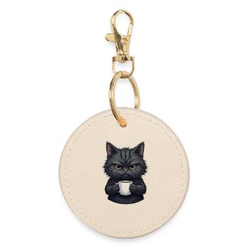 Cadeaux chat noir - Porte-clés rond - huître - Devant