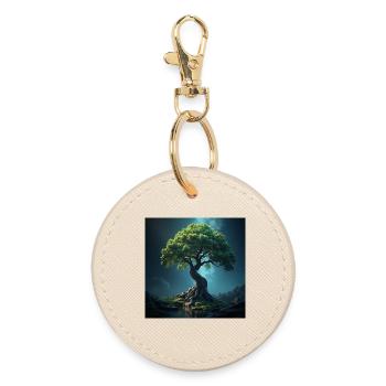 Bunter Baum des Lebens. - Runder Schlüsselanhänger - Auster - Vorne