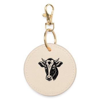 Cow head - Round Keyring - oyster - Front