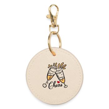 Cheers Sektgläser Anstoßen mit Herz - Round Keyring - oyster - Front