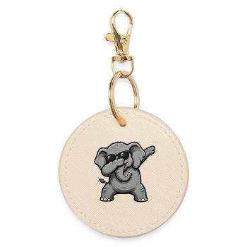 Dabbing Elefant - Runder Schlüsselanhänger - Auster - Vorne