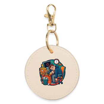 Travail fatigué au bureau Humour de stress - Porte-clés rond - huître - Devant