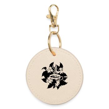 Élégante tasse de café Floral Botanical - Porte-clés rond - huître - Devant