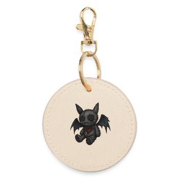 Quilted Monster with Wings - Round Keyring - oyster - Front