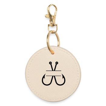 Fischhaken-Name Monogramm - Runder Schlüsselanhänger - Auster - Vorne