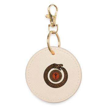 Uroboros Runic Circle - Round Keyring - oyster - Front