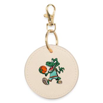 Basketballer Krokodil - Runder Schlüsselanhänger - Auster - Vorne