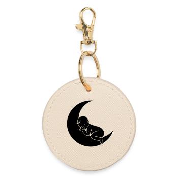 Bébé sur la Lune – Silhouette douce du sommeil - Porte-clés rond - huître - Devant