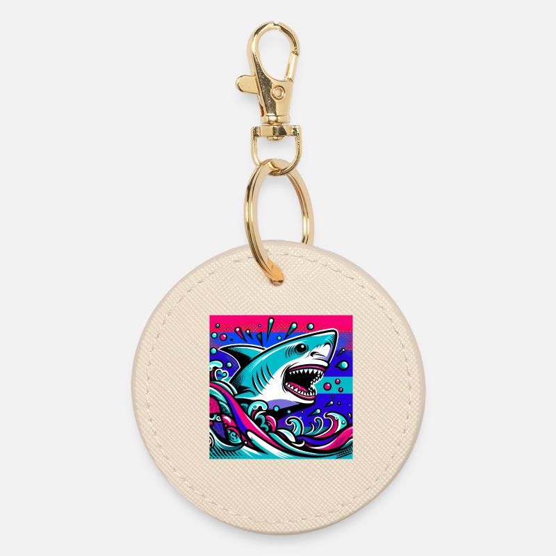 Shark - Round Keyring - oyster