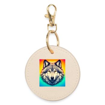Wolf - Round Keyring - oyster - Front